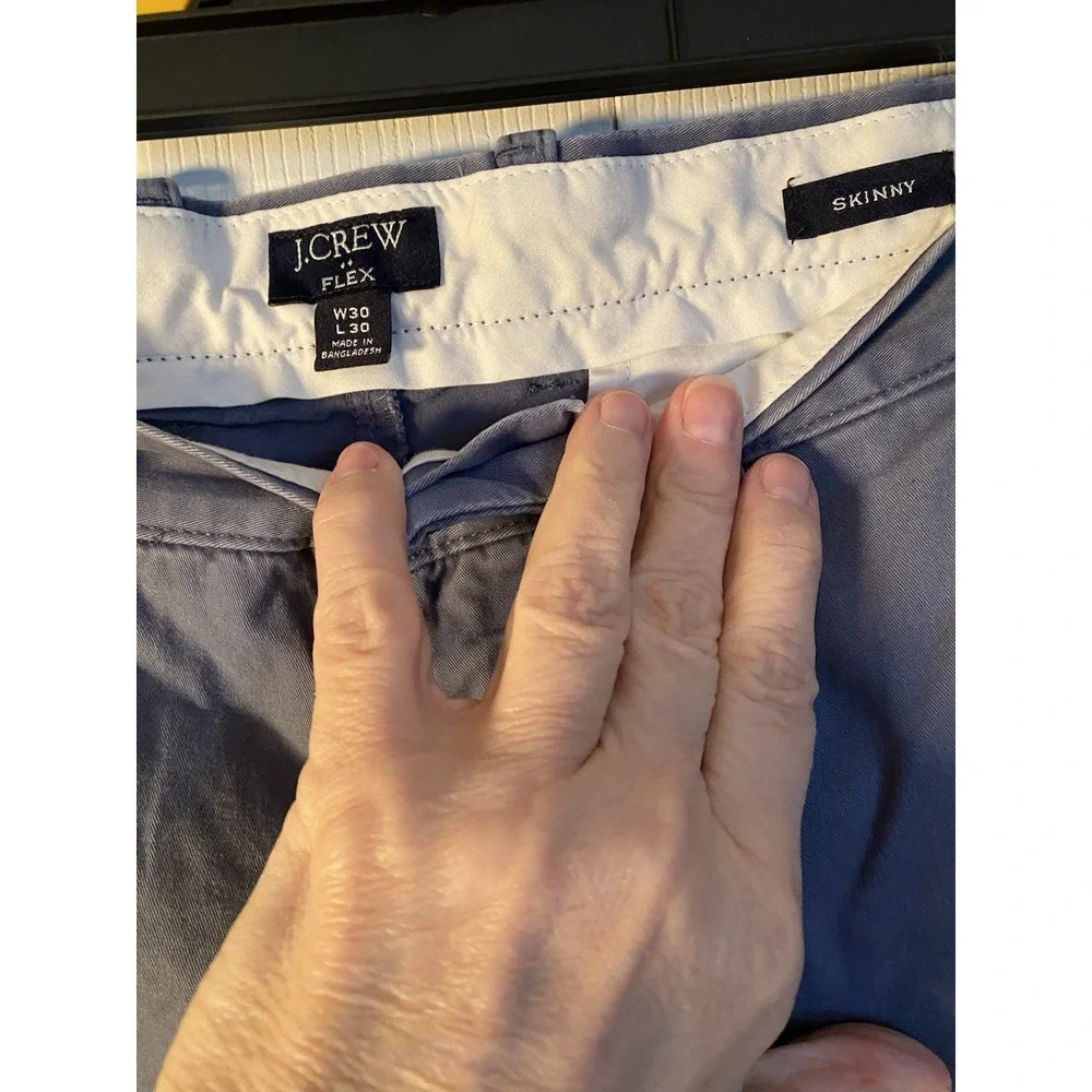 J.CREW Flex Skinny Fit Stretch Men's‎ Blue Cotton Twill Chino Pants 30